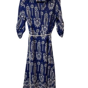 Mlle Gabrielle Blue and White Cowl Neck Sundress